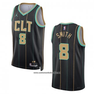 Camiseta Charlotte Hornets Dennis Smith #8 Ciudad 2022-23 Negro