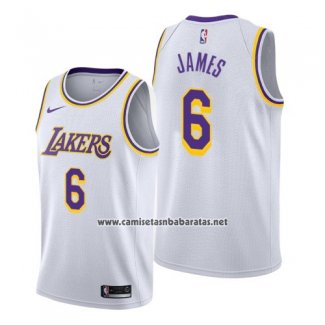 Camiseta Los Angeles Lakers Lebron James #6 Association 2019-20 Blanco