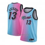 Camiseta Miami Heat Bam Adebayo #13 Ciudad 2020-21 Azul Rosa