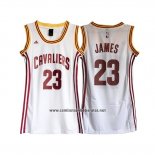 Camiseta Mujer Cleveland Cavaliers LeBron James #23 Blanco