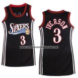 Camiseta Mujer Philadelphia 76ers Allen Iverson #3 Negro