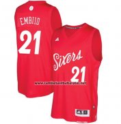 Camiseta Navidad 2016 Philadelphia 76ers Joel Embiid #21 Rojo