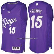 Camiseta Navidad 2016 Sacramento Kings Demarcus Cousins #15 Violeta