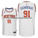 Camiseta New York Knicks Mindaugas Kuzminskas #91 Blanco