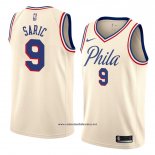 Camiseta Philadelphia 76ers Dario Saric #9 Ciudad 2018 Crema