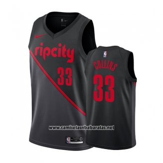 Camiseta Portland Trail Blazers Zach Collins #33 Ciudad 2019 Negro