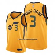Camiseta Utah Jazz Justin Wright Foreman #3 Statement 2019-20 Oro