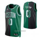 Camiseta Boston Celtics Jayson Tatum #0 Split Negro Verde