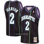 Camiseta Charlotte Hornets Larry Johnson #2 Mitchell & Ness 1992-93 Negro