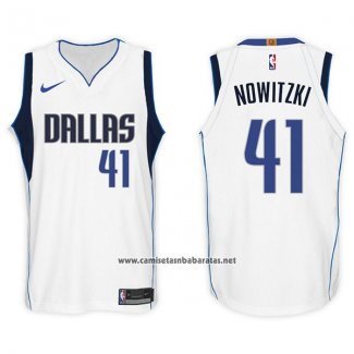 Camiseta Dallas Mavericks Dirk Nowitzki #41 2017-18 Blanco