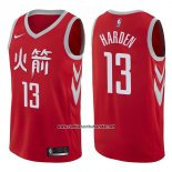 Camiseta Houston Rockets James Harden #13 Ciudad 2017-18 Rojo