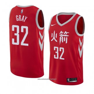 Camiseta Houston Rockets Rob Gris #32 Ciudad 2018 Rojo
