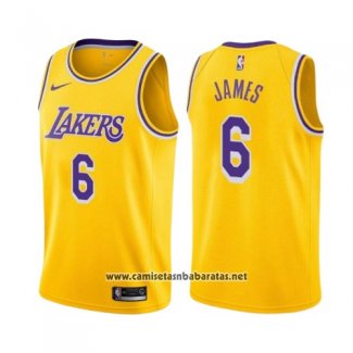 Camiseta Los Angeles Lakers LeBron James #6 Icon 2019 Amarillo