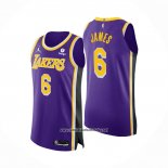 Camiseta Los Angeles Lakers LeBron James #6 Statement Autentico Violeta