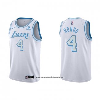 Camiseta Los Angeles Lakers Rajon Rondo #4 Ciudad 2021-22 Blanco