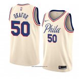 Camiseta Philadelphia 76ers Emeka Okafor #50 Ciudad 2018 Crema