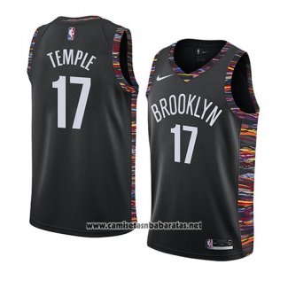 Camiseta Brooklyn Nets Garrett Temple #17 Ciudad 2019 Negro