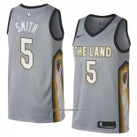 Camiseta Cleveland Cavaliers Jr Smith #5 Ciudad 2018 Gris