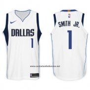 Camiseta Dallas Mavericks Dennis Smith Jr. #1 2017-18 Blanco