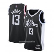 Camiseta Los Angeles Clippers Paul George #13 Ciudad 2020-21 Negro