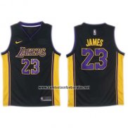 Camiseta Los Angeles Lakers Lebron James #23 2017-18 Negro