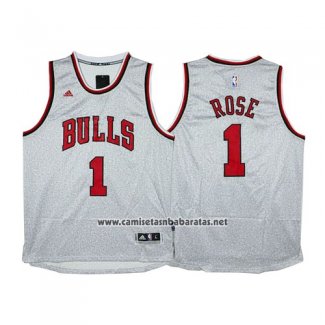 Camiseta Moda Estatica Chicago Bulls Derrick Rose #1 Gris