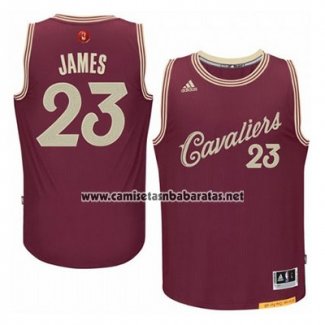 Camiseta Navidad 2015 Cleveland Cavaliers LeBron James #23 Rojo