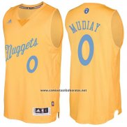 Camiseta Navidad 2016 Denver Nuggets Emmanuel Mudiay #0 Oro