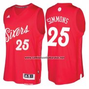 Camiseta Navidad 2016 Philadelphia 76ers Ben Simmons #25 Rojo