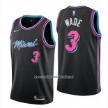 Camiseta Nino Miami Heat Dwyane Wade #3 Ciudad 2018-19 Negro