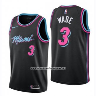 Camiseta Nino Miami Heat Dwyane Wade #3 Ciudad 2018-19 Negro