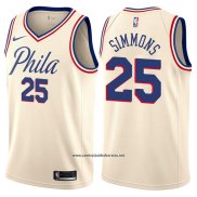 Camiseta Philadelphia 76ers Ben Simmons #25 Ciudad Crema