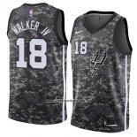 Camiseta San Antonio Spurs Lonnie Walker IV #18 Ciudad 2017-18 Negro
