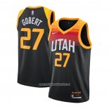 Camiseta Utah Jazz Rudy Gobert #27 Ciudad 2020-21 Negro