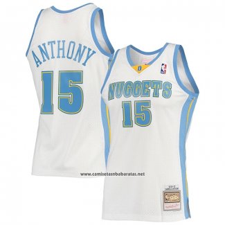 Camiseta Denver Nuggets Carmelo Anthony #15 Mitchell & Ness 2006-07 Blanco