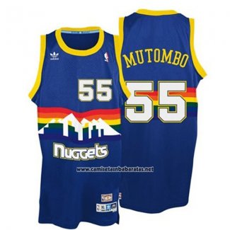 Camiseta Denver Nuggets Dikembe Mutombo #55 Retro Azul