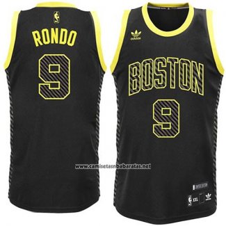 Camiseta Electricidad Moda Boston Celtics Rajon Rondo #9 Negro