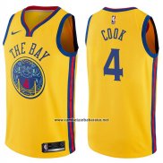 Camiseta Golden State Warriors Quinn Cook #4 Ciudad 2017-18 Amarillo