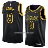 Camiseta Los Angeles Lakers Rajon Rondo #9 Ciudad 2018 Negro