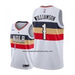 Camiseta New Orleans Pelicans Zion Williamson #1 Earned 2019-20 Blanco