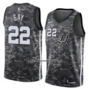 Camiseta San Antonio Spurs Rudy Gay #22 Ciudad 2018 Gris