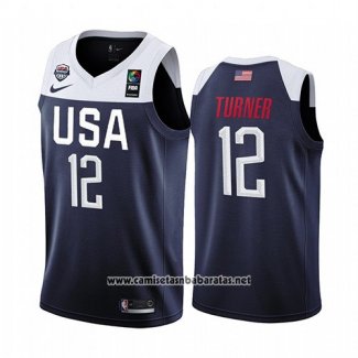 Camiseta USA Myles Turner #12 2019 FIBA Basketball World Cup Azul