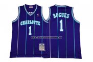 Camiseta Charlotte Hornets Muggsy Bogues #1 Retro Violeta