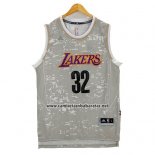 Camiseta Luces De La Ciudad Los Angeles Lakers Magic Johnson #32 Gris