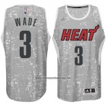 Camiseta Luces De La Ciudad Miami Heat Dwyane Wade #3 Gris