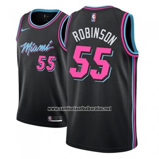 Camiseta Miami Heat Duncan Robinson #55 Ciudad 2018-19 Negro