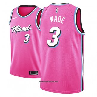 Camiseta Miami Heat Dwyane Wade #3 Earned 2018 Rosa