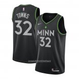 Camiseta Minnesota Timberwolves Karl-Anthony Towns #32 Ciudad 2020-21 Negro