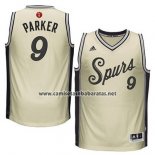 Camiseta Navidad 2015 San Antonio Spurs Tony Parker #9 Blanco