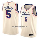 Camiseta Philadelphia 76ers Amir Johnson #5 Ciudad 2018 Crema